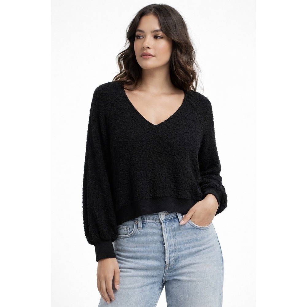 Free People Black Crew Neck Sweater